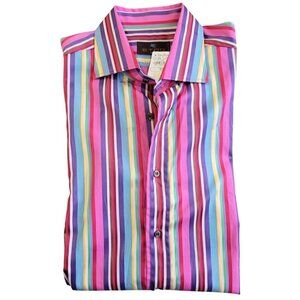 NWT ETRO Milano Rainbow Striped Button Up Men's Shirt Size 42
